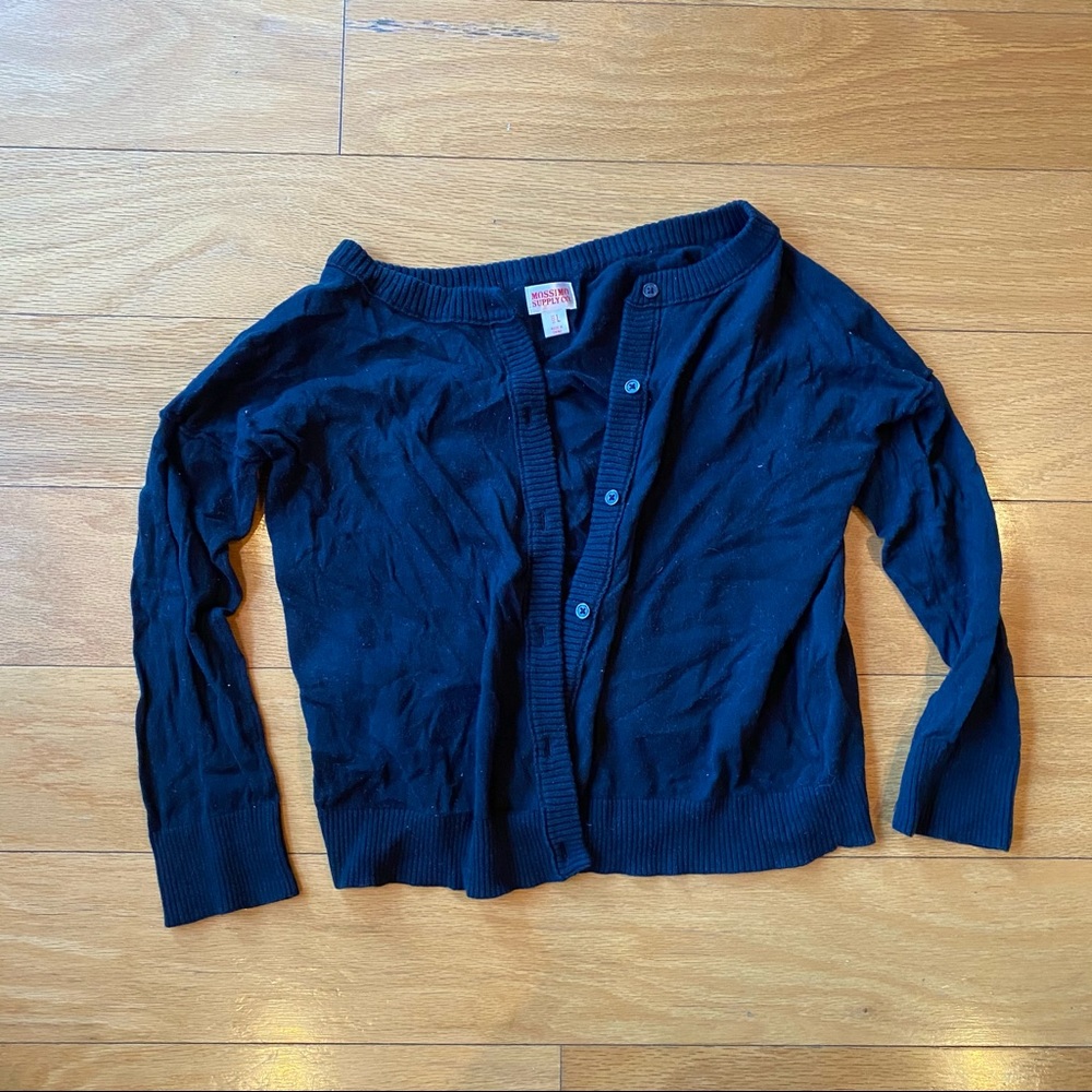 Mossimo Black Cropped Cotton Cardigan L